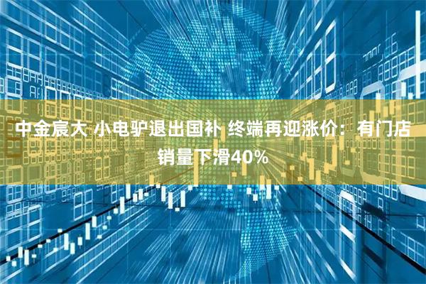 中金宸大 小电驴退出国补 终端再迎涨价：有门店销量下滑40%